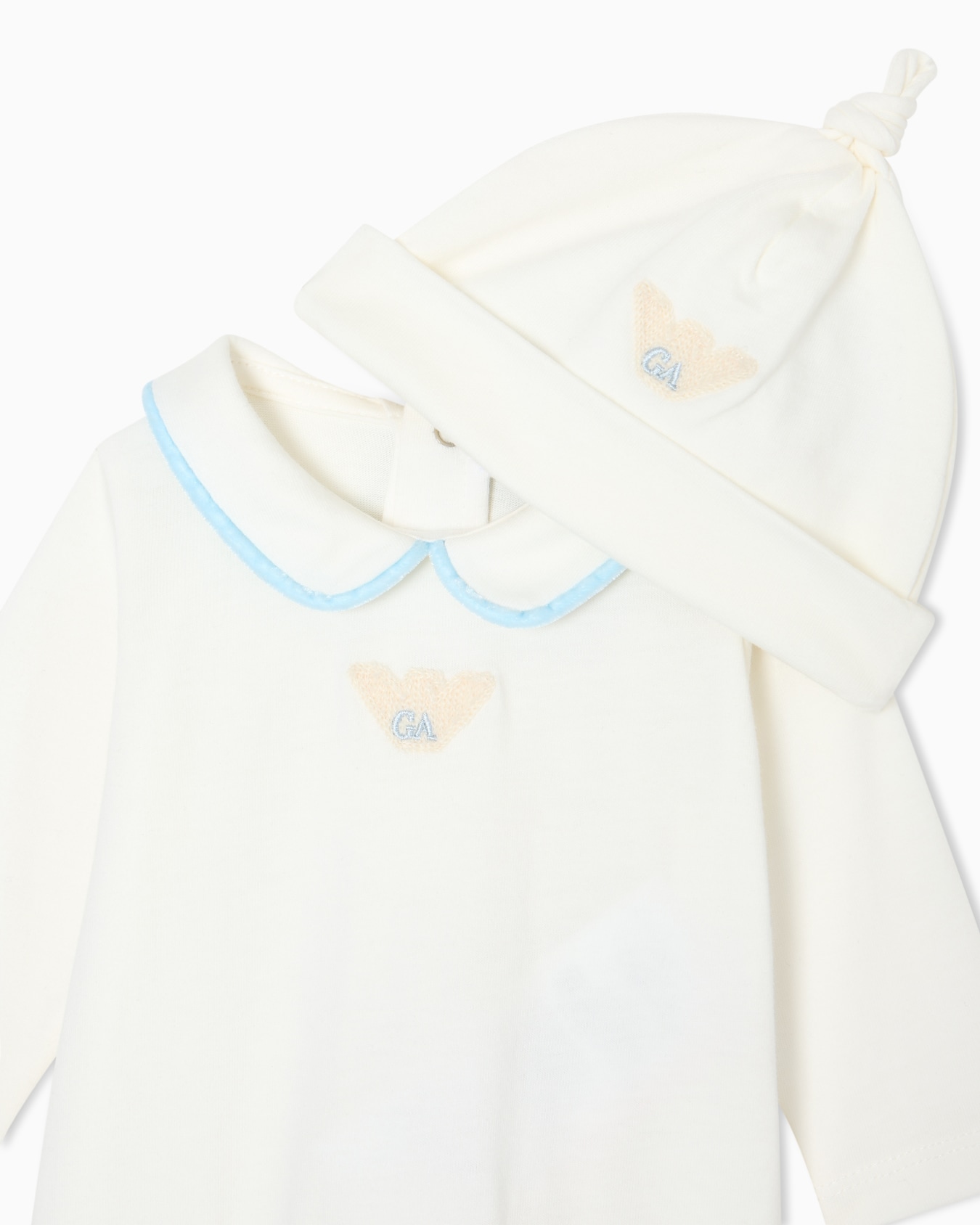 Mercerised jersey beanie and onesie set Slide 1
