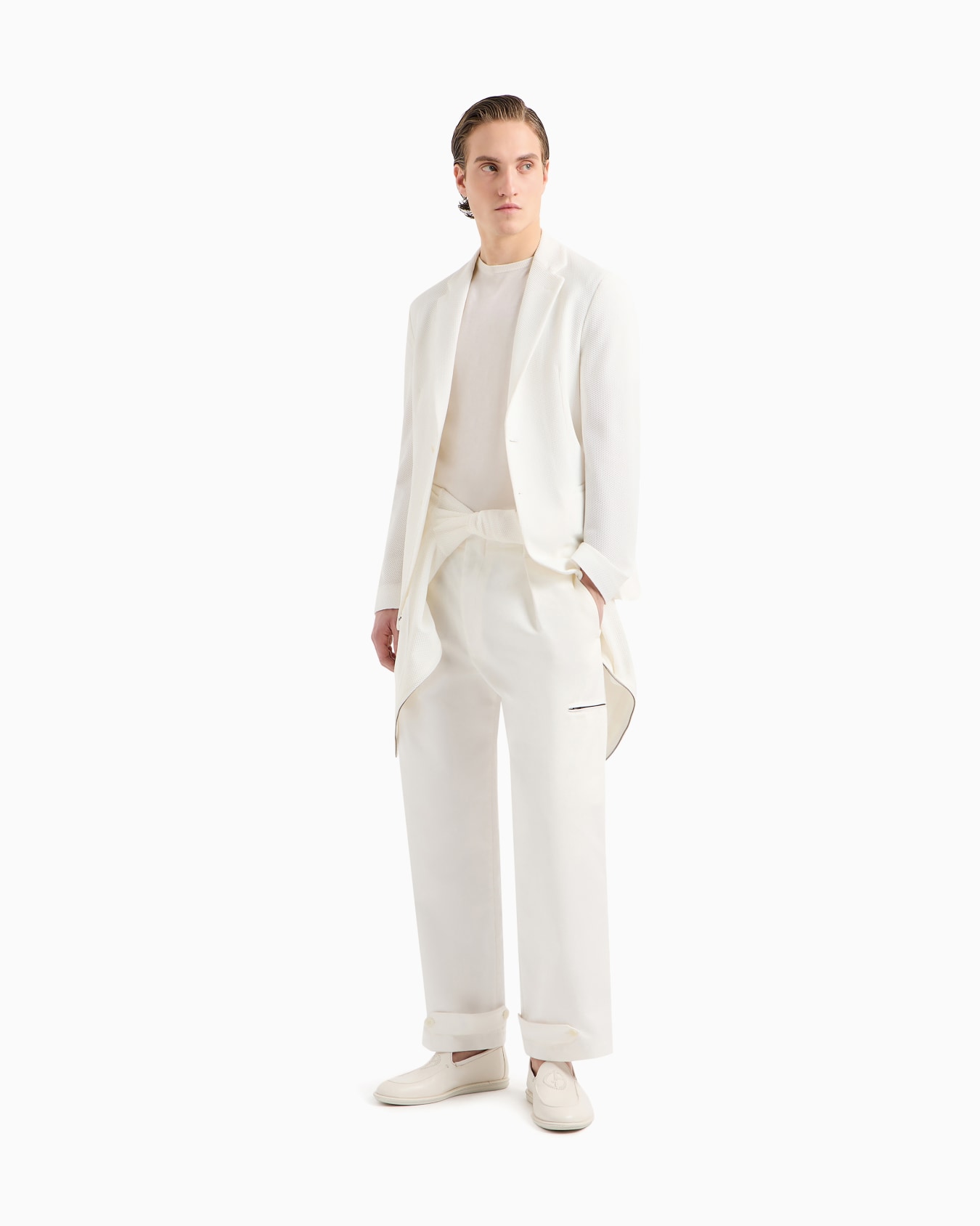 Single-breasted jacket in technical waffle fabric Slide 1