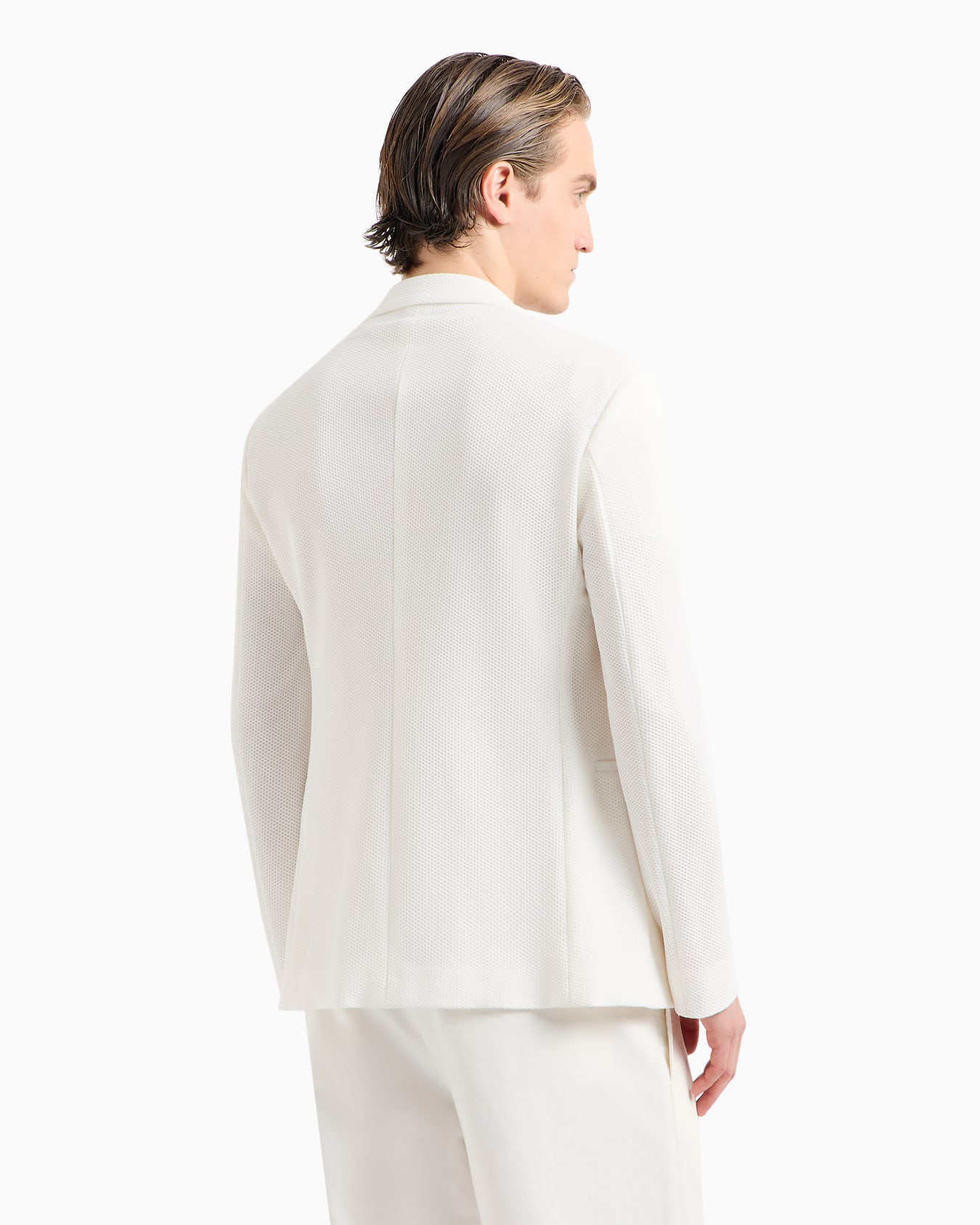 Single-breasted jacket in technical waffle fabric Slide 2