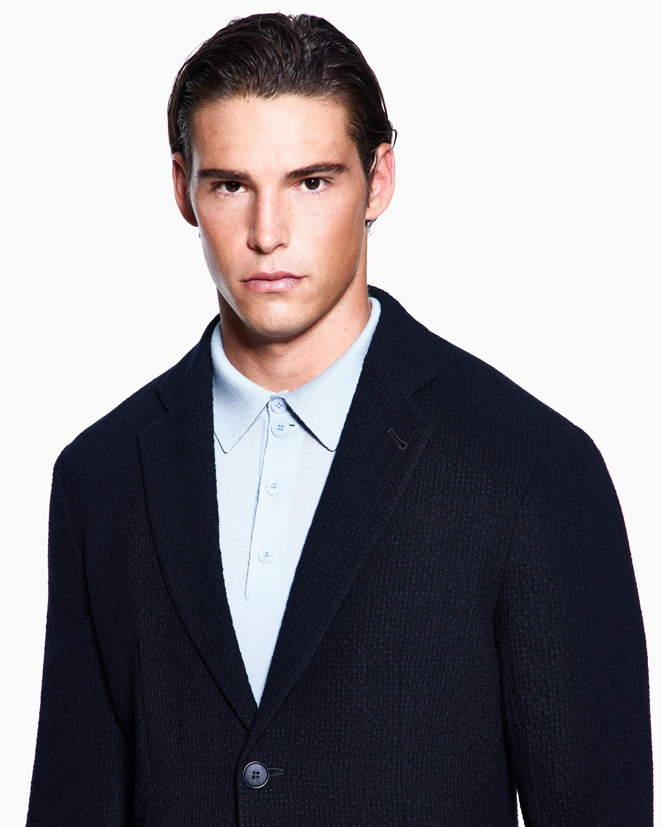Single-breasted jacket in stretch wool seersucker Slide 4