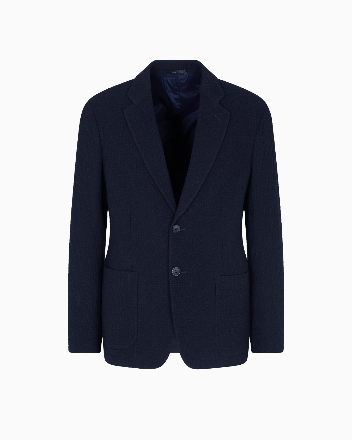 Single-breasted jacket in stretch wool seersucker Slide 0