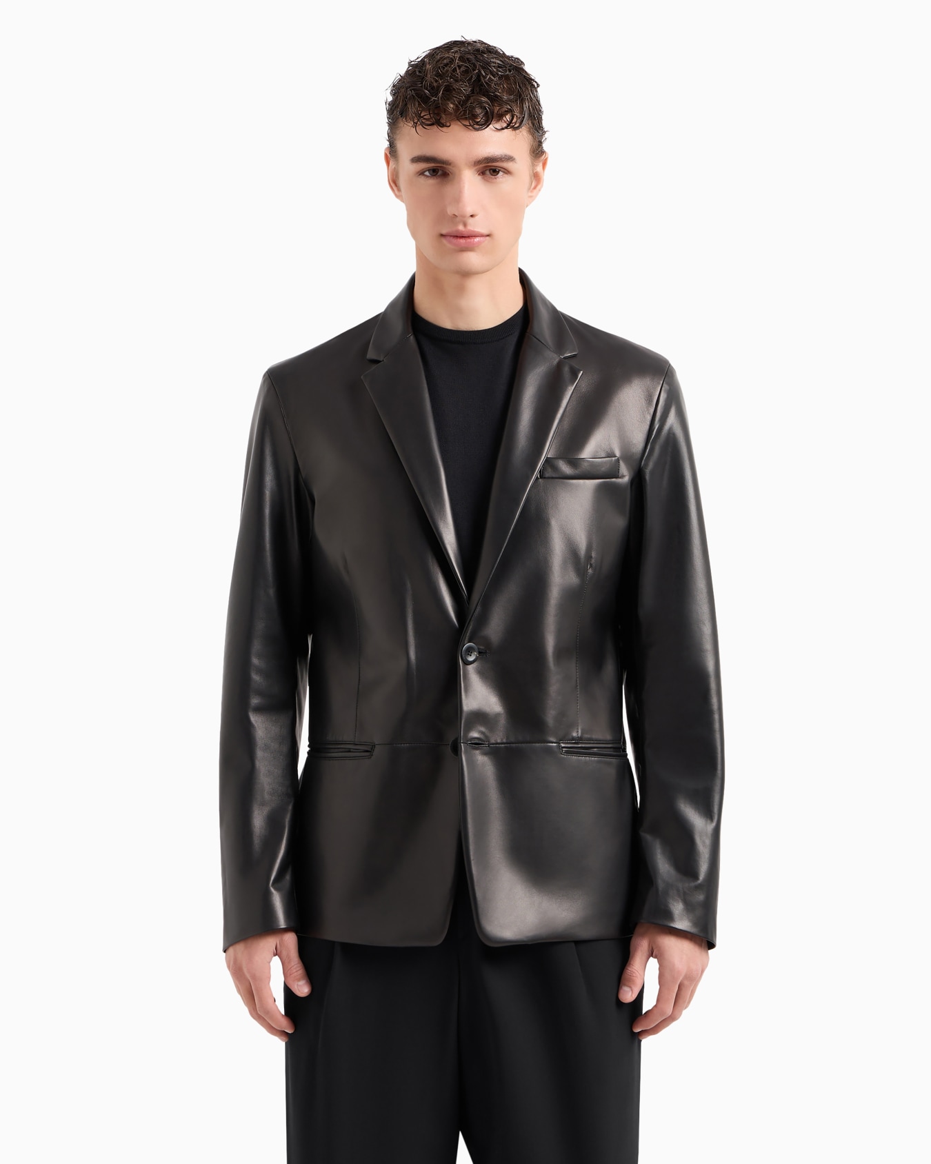 Chaqueta de abotonadura sencilla de napa Diapositiva 3