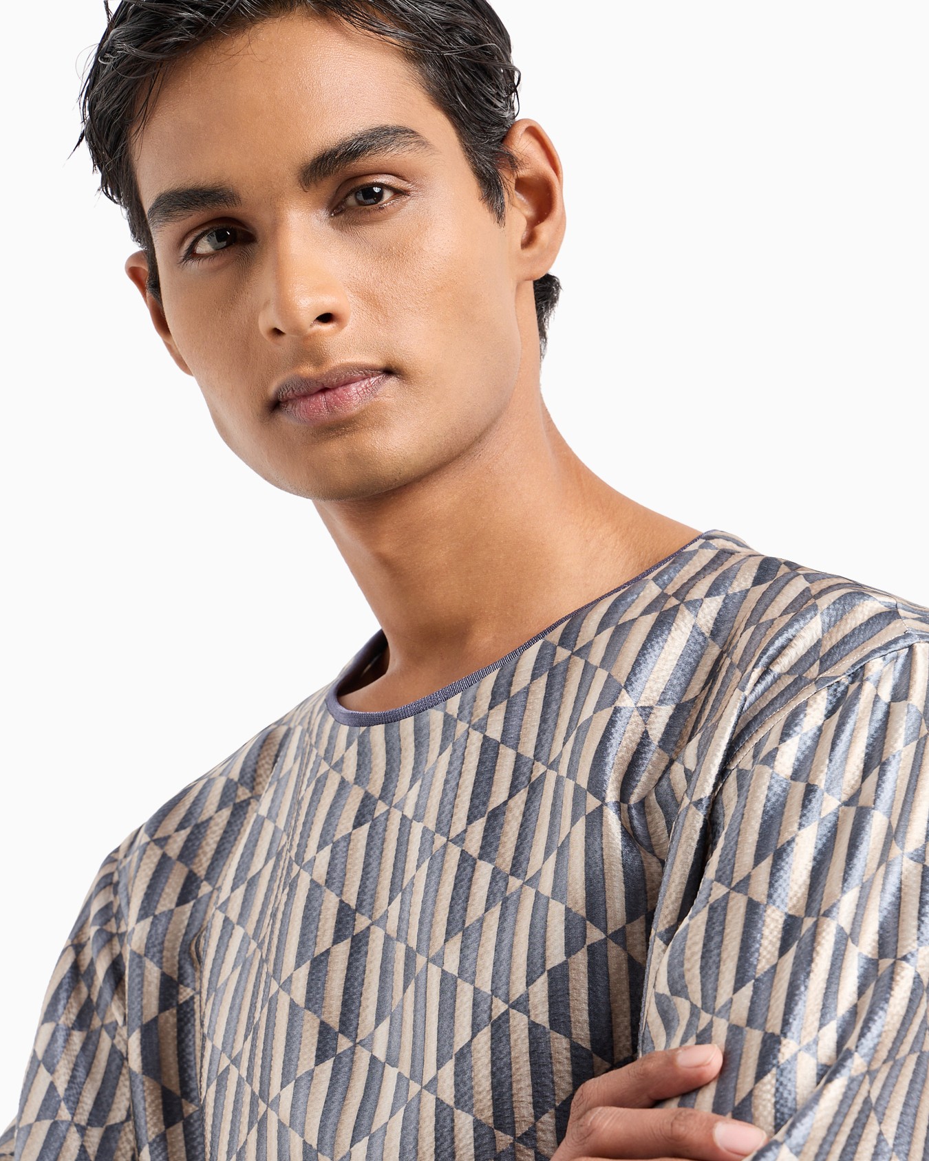 Printed silk-satin T-shirt shirt Slide 5