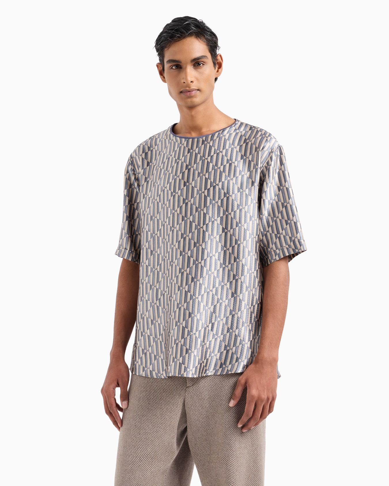 Printed silk-satin T-shirt shirt Slide 2