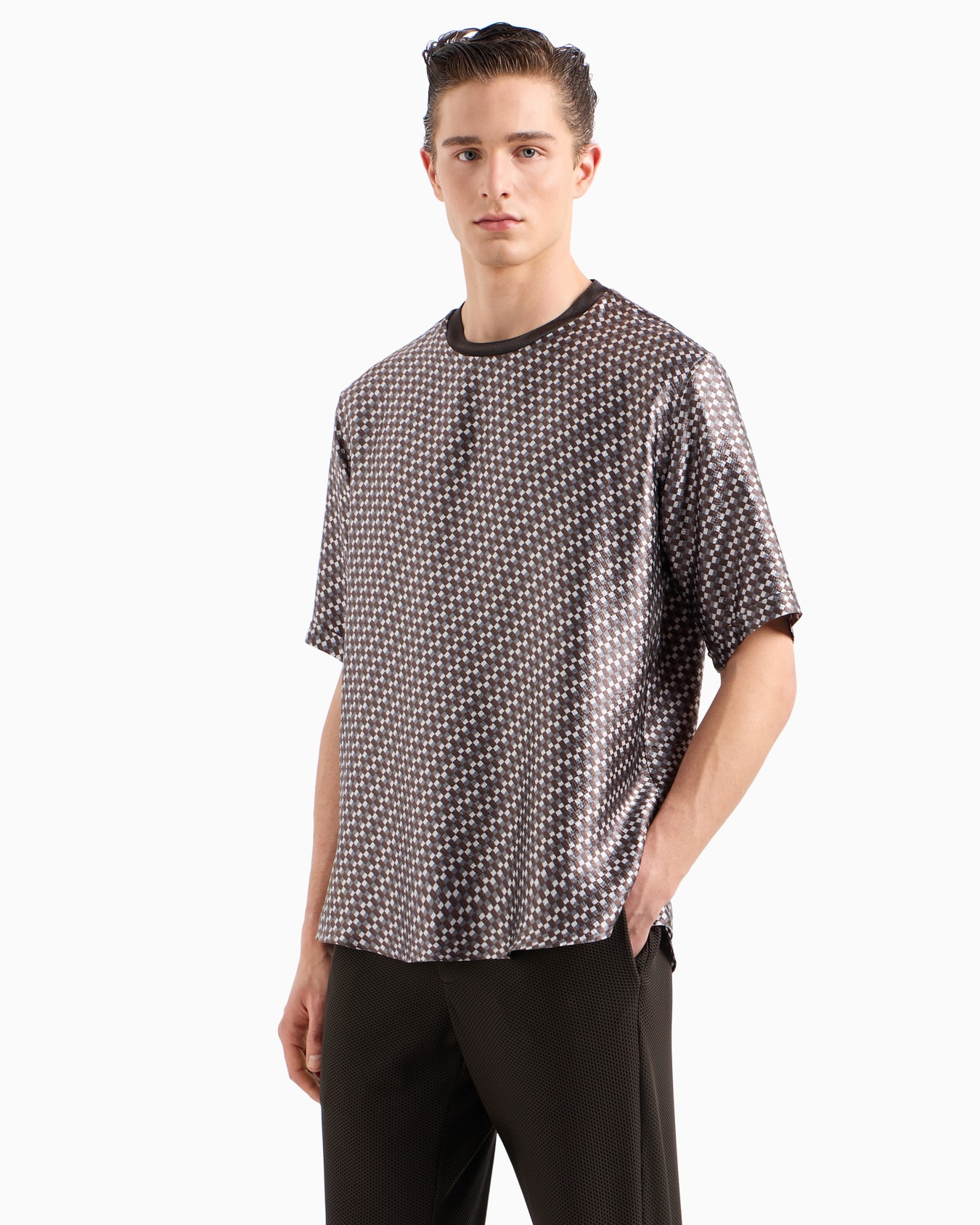 Printed silk-satin T-shirt shirt Slide 1
