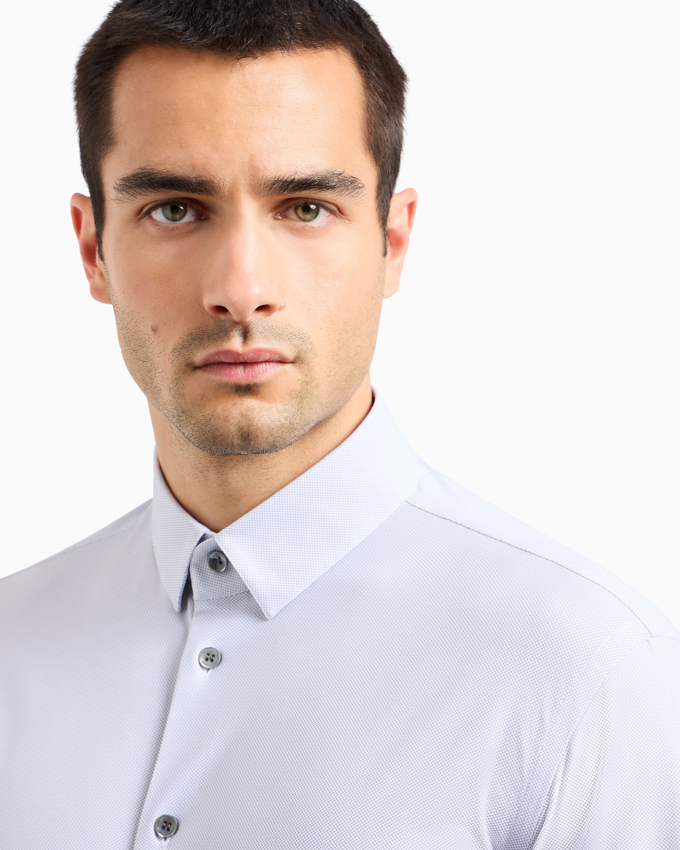 Slim-fit technical jersey shirt with micro-pattern Slide 4