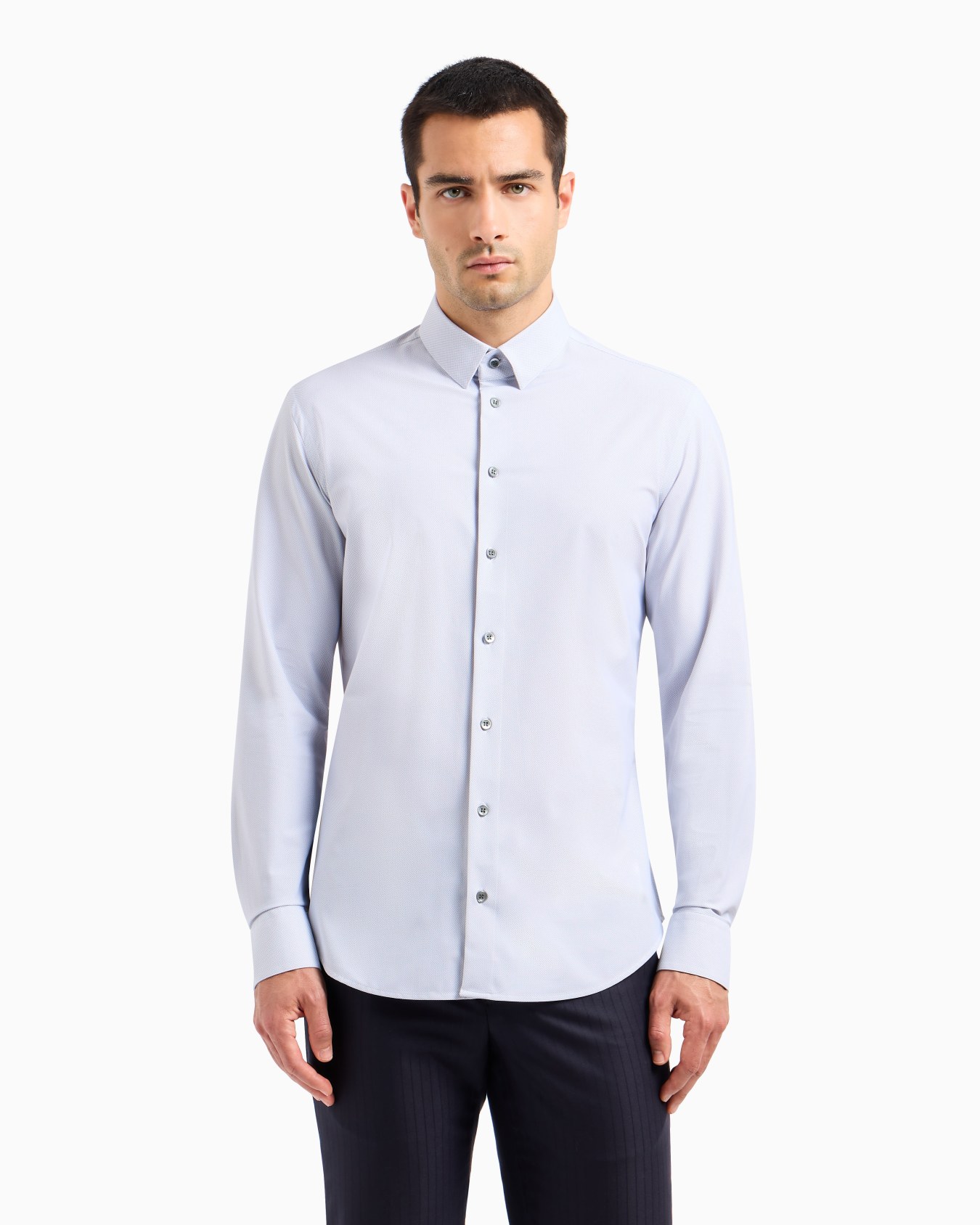 Slim-fit technical jersey shirt with micro-pattern Slide 1