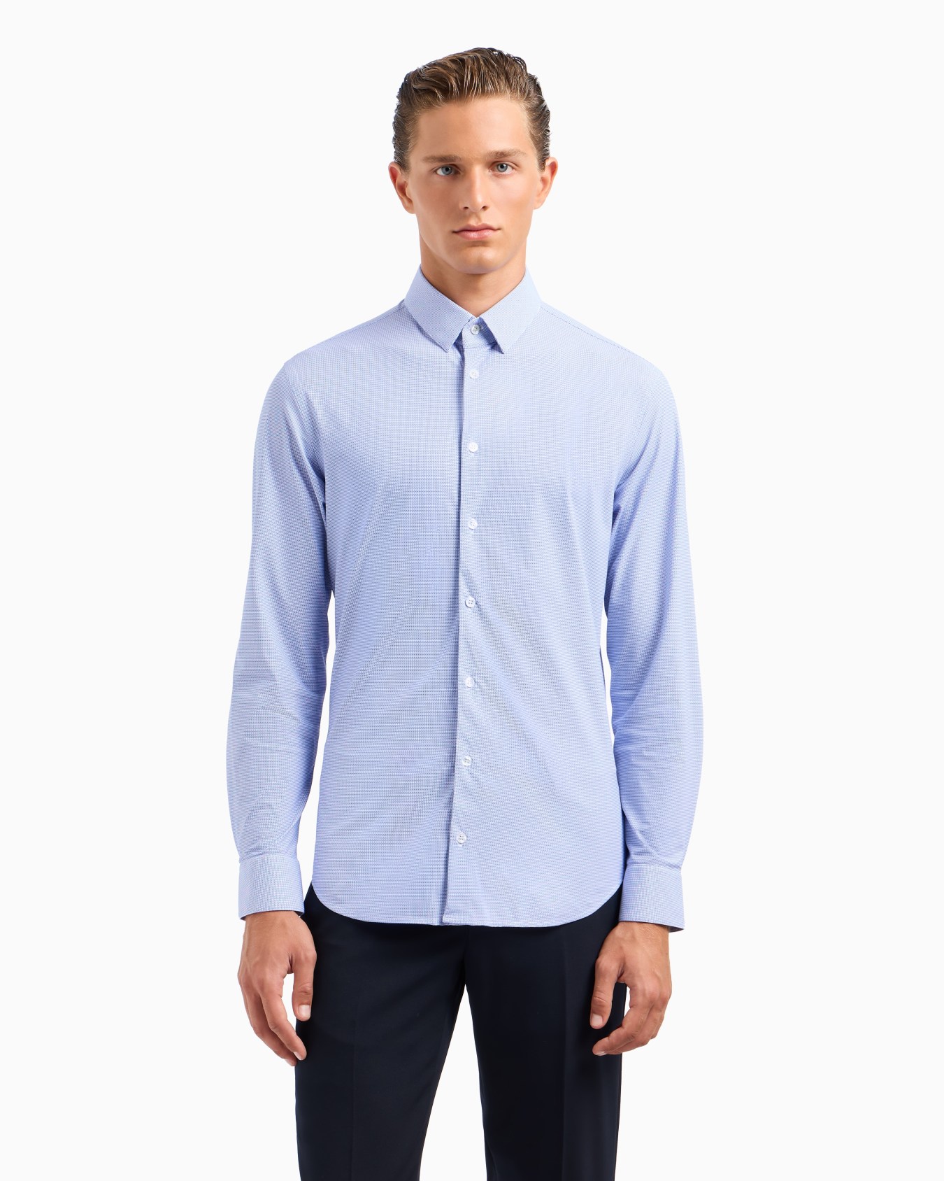 Slim-fit jersey shirt with micro print Slide 1