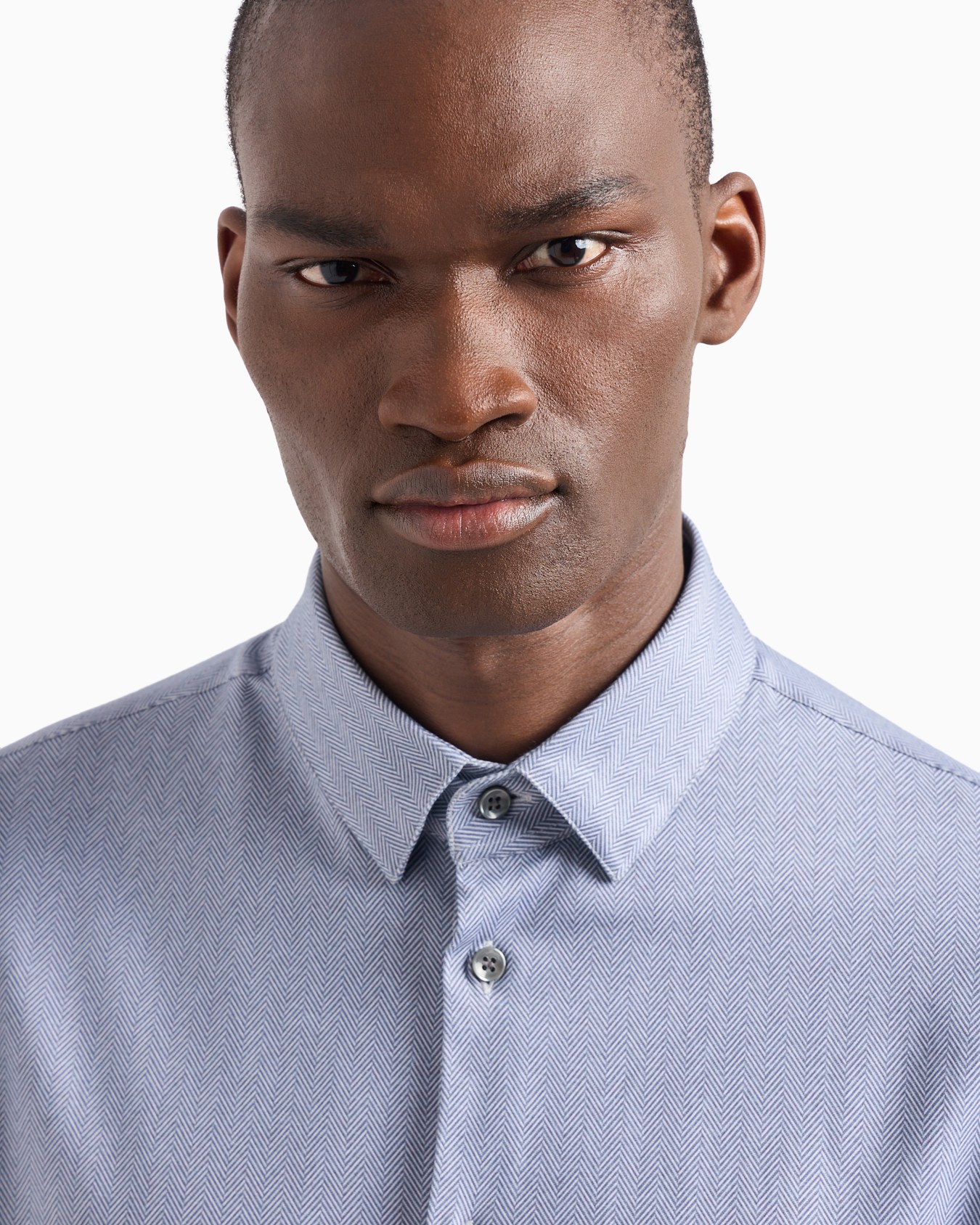 Slim-fit chevron motif cotton-blend shirt Slide 5