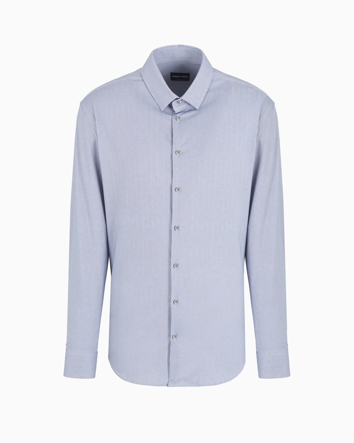 Slim-fit chevron motif cotton-blend shirt Slide 0