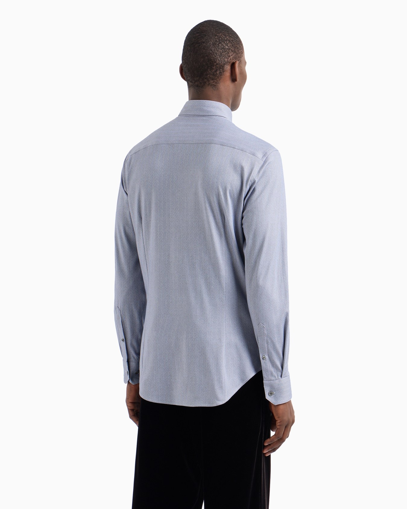 Slim-fit chevron motif cotton-blend shirt Slide 3