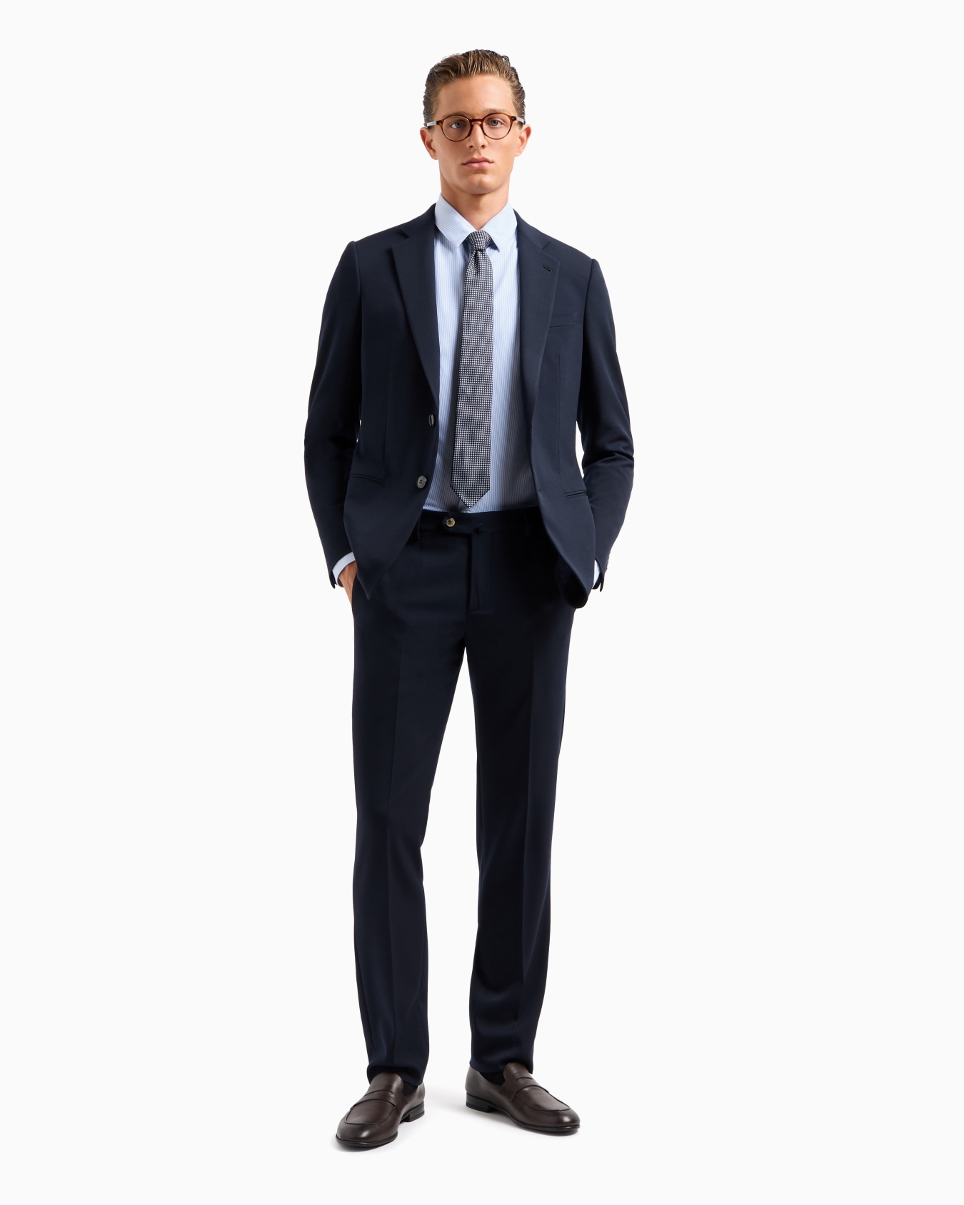 Slim-fit striped cotton-blend jersey shirt Slide 3
