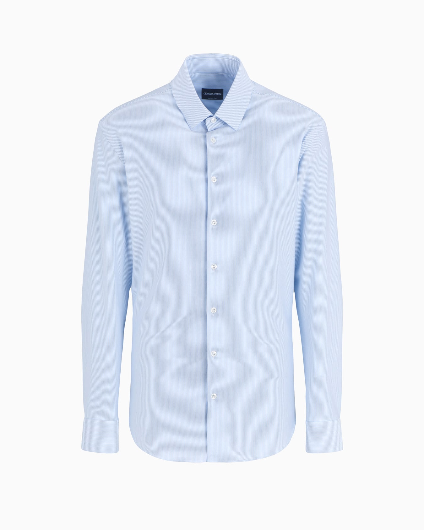 Slim-fit striped cotton-blend jersey shirt Slide 0