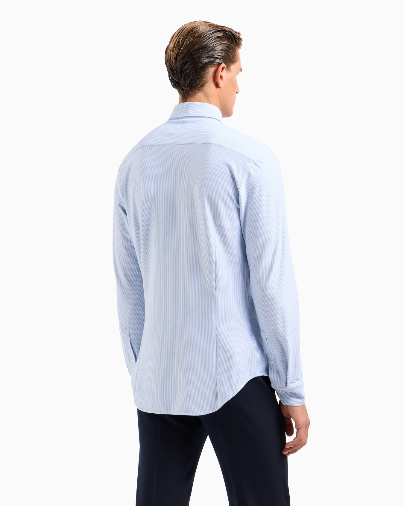 Slim-fit striped cotton-blend jersey shirt Slide 2