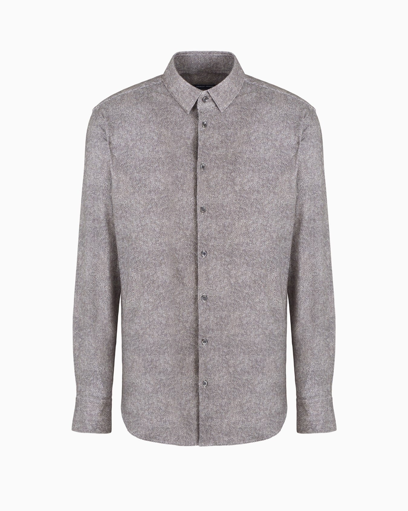 Slim-fit cotton-blend jersey shirt with a micro-pattern Slide 0