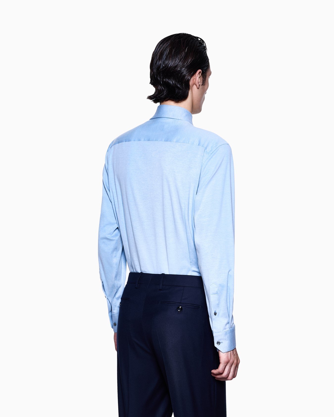 Slim-Fit-Hemd aus einer Jersey-Baumwoll-Mischung mit Melange-Effekt Folie 2