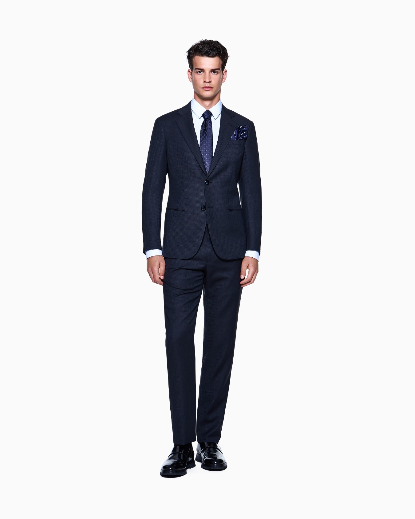 Slim-fit shirt in striped stretch cotton-blend jersey Slide 1