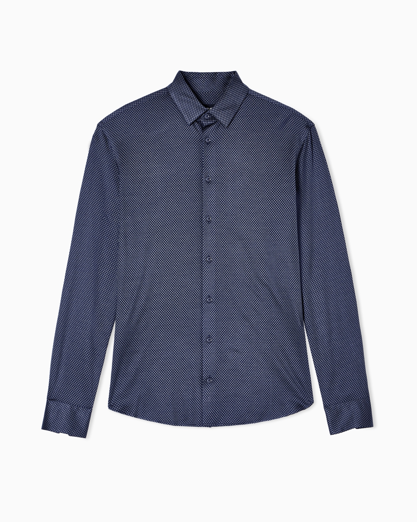 Slim-fit micro-jacquard silk and cotton jersey shirt Slide 0