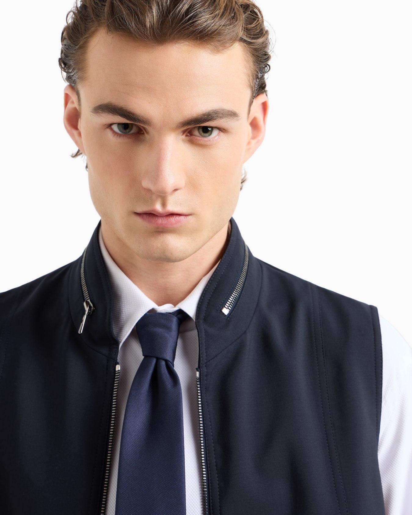 Slim-fit shirt in micro-textured jersey Slide 5