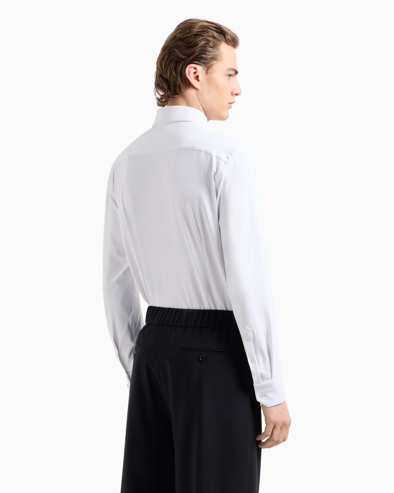 Slim-fit shirt in micro-textured jersey Slide 3