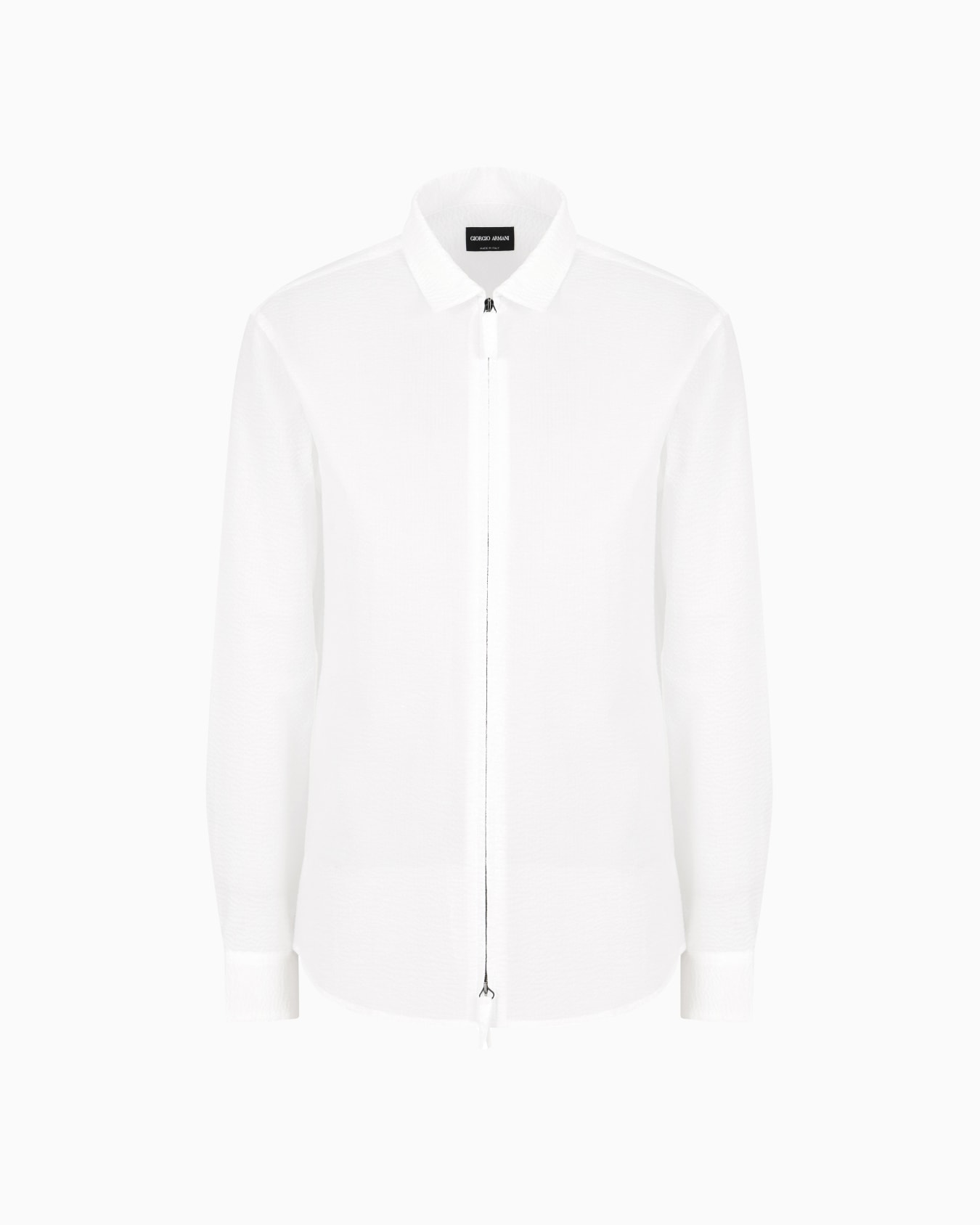 Chemise coupe slim à fermeture zippée en coton seersucker Diapositive 0