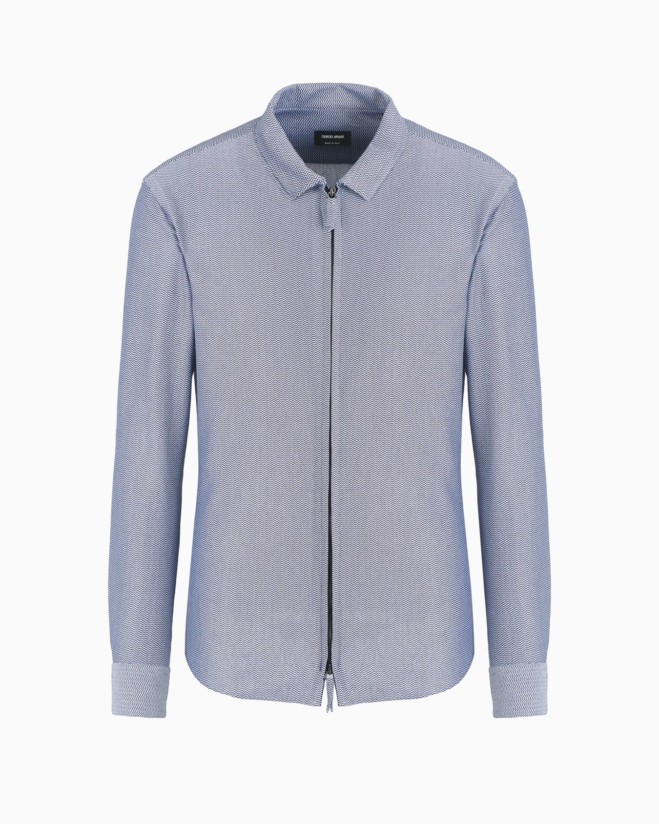Camisa slim fit en sirsaca de algodón con cremallera Diapositiva 0