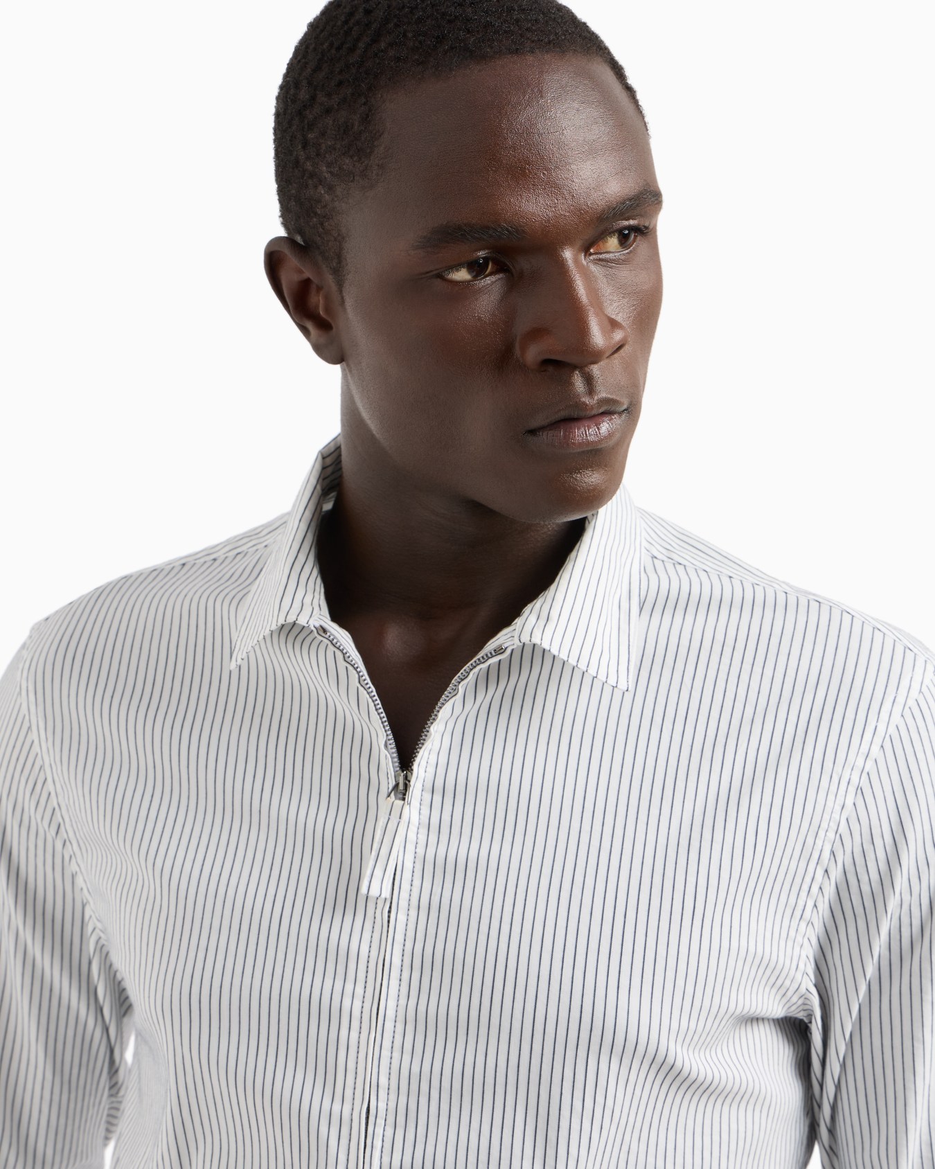 Slim-fit striped cotton blend shirt with zip Slide 5