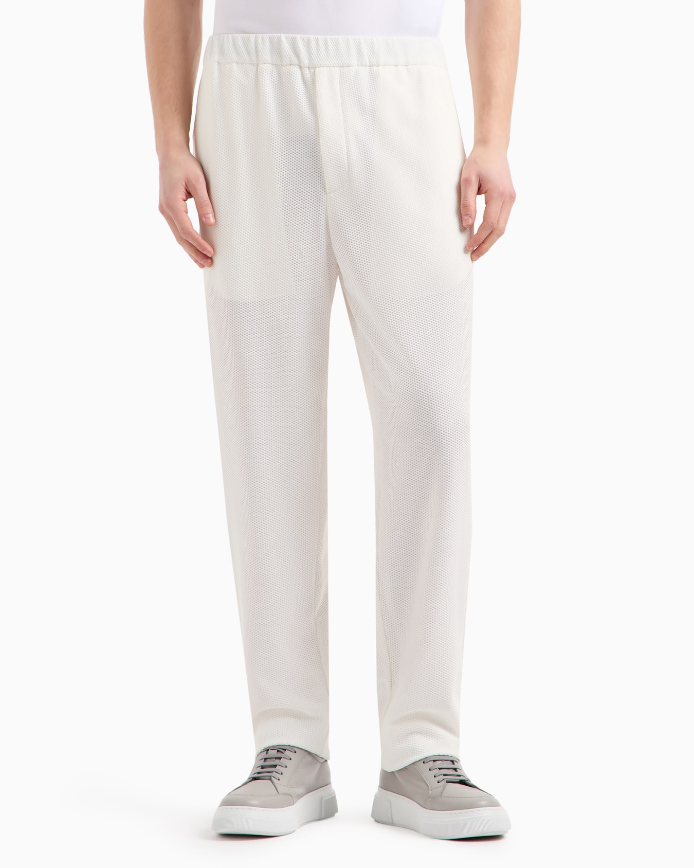 Pantalones sin pinzas de tejido gofrado técnico Diapositiva 3