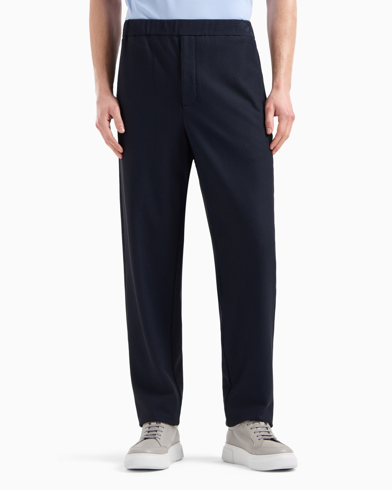 Technical waffle flat-front trousers Slide 1