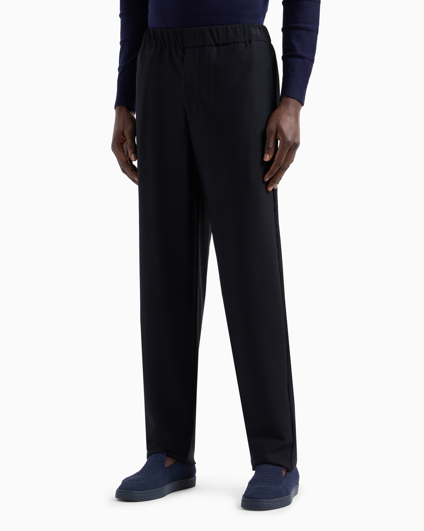 Technical waffle flat-front trousers Slide 3