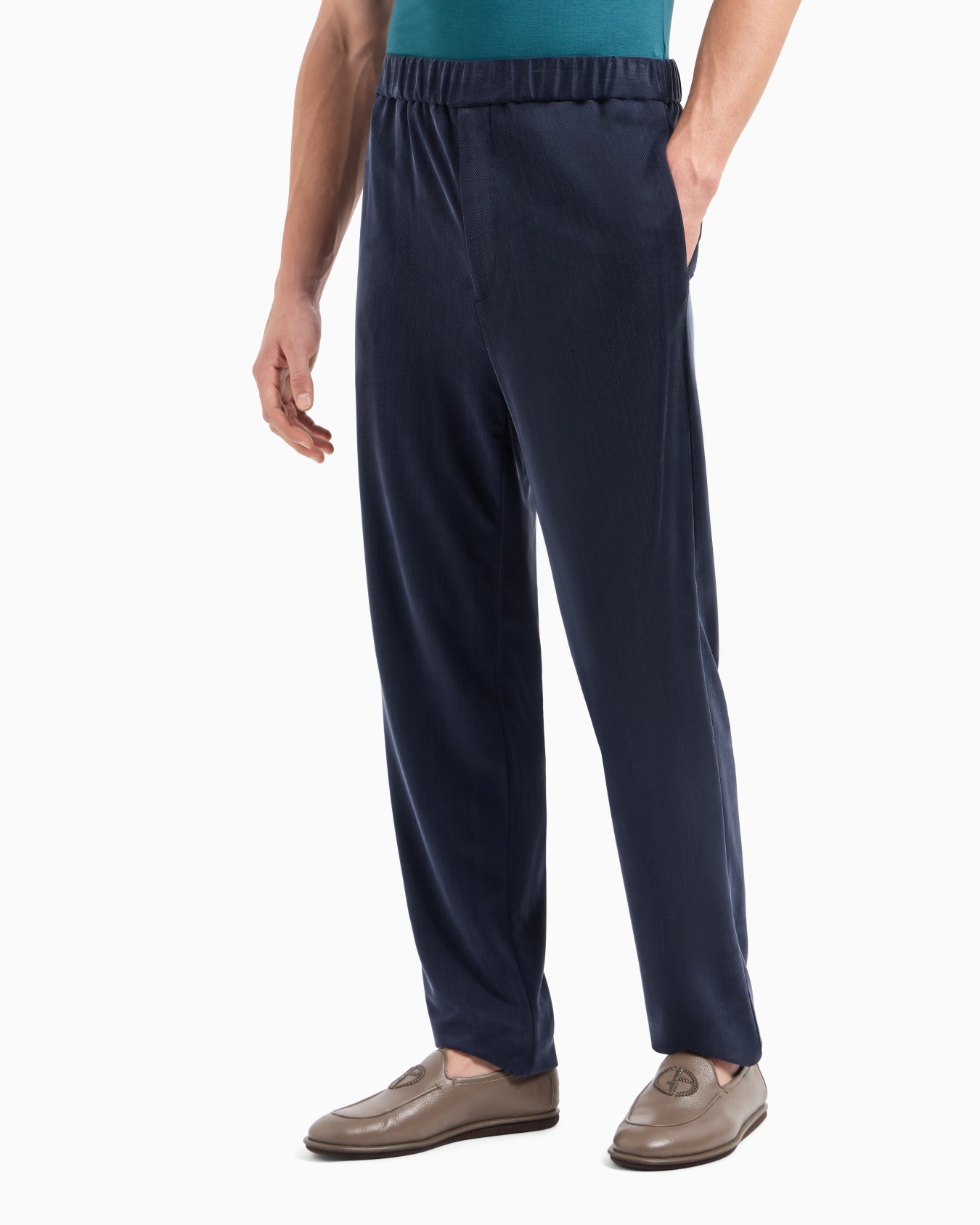 Technical waffle flat-front trousers Slide 1