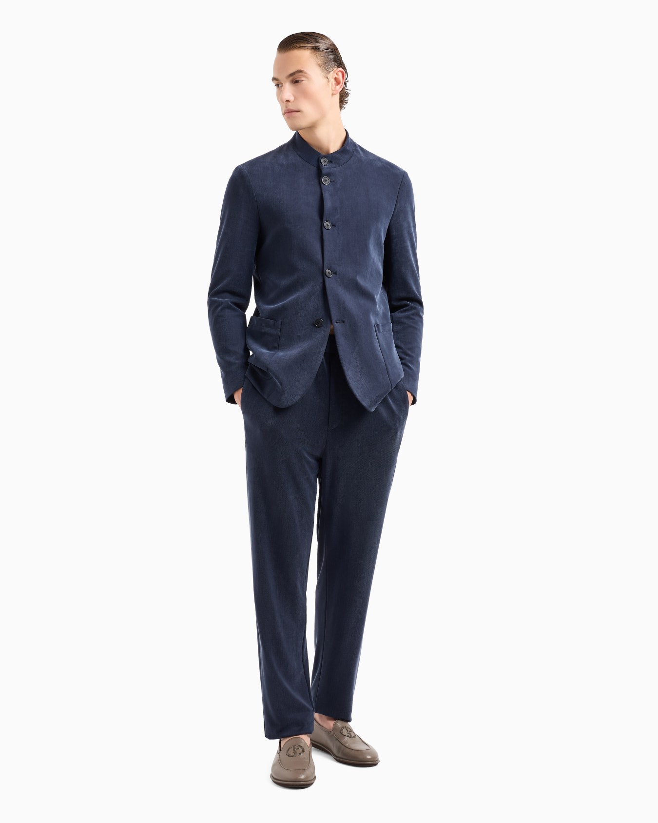 Technical waffle flat-front trousers Slide 3