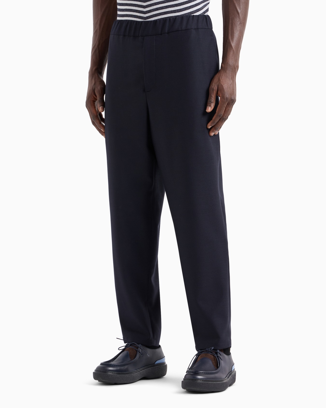 Technical waffle flat-front trousers Slide 1