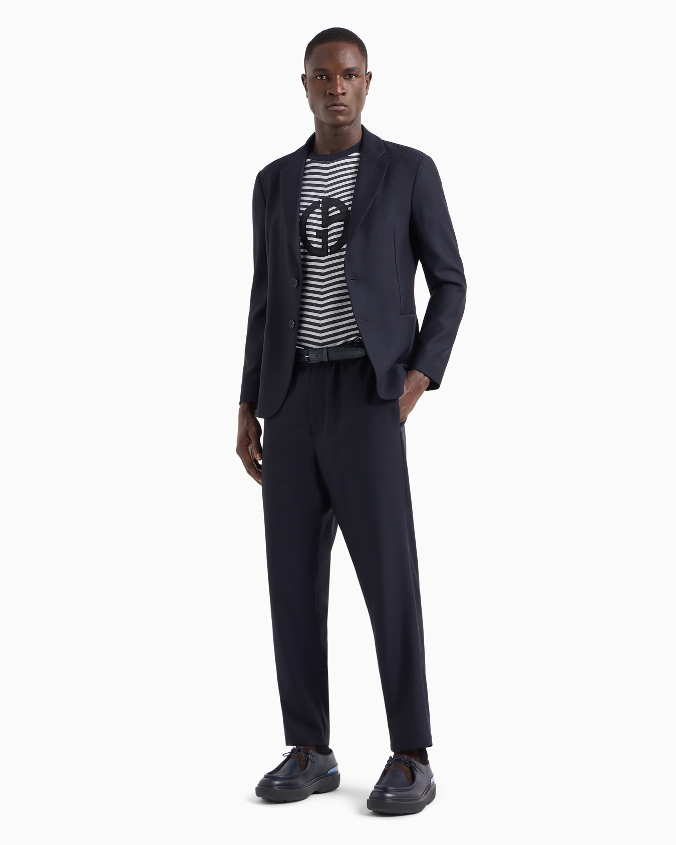 Technical waffle flat-front trousers Slide 3