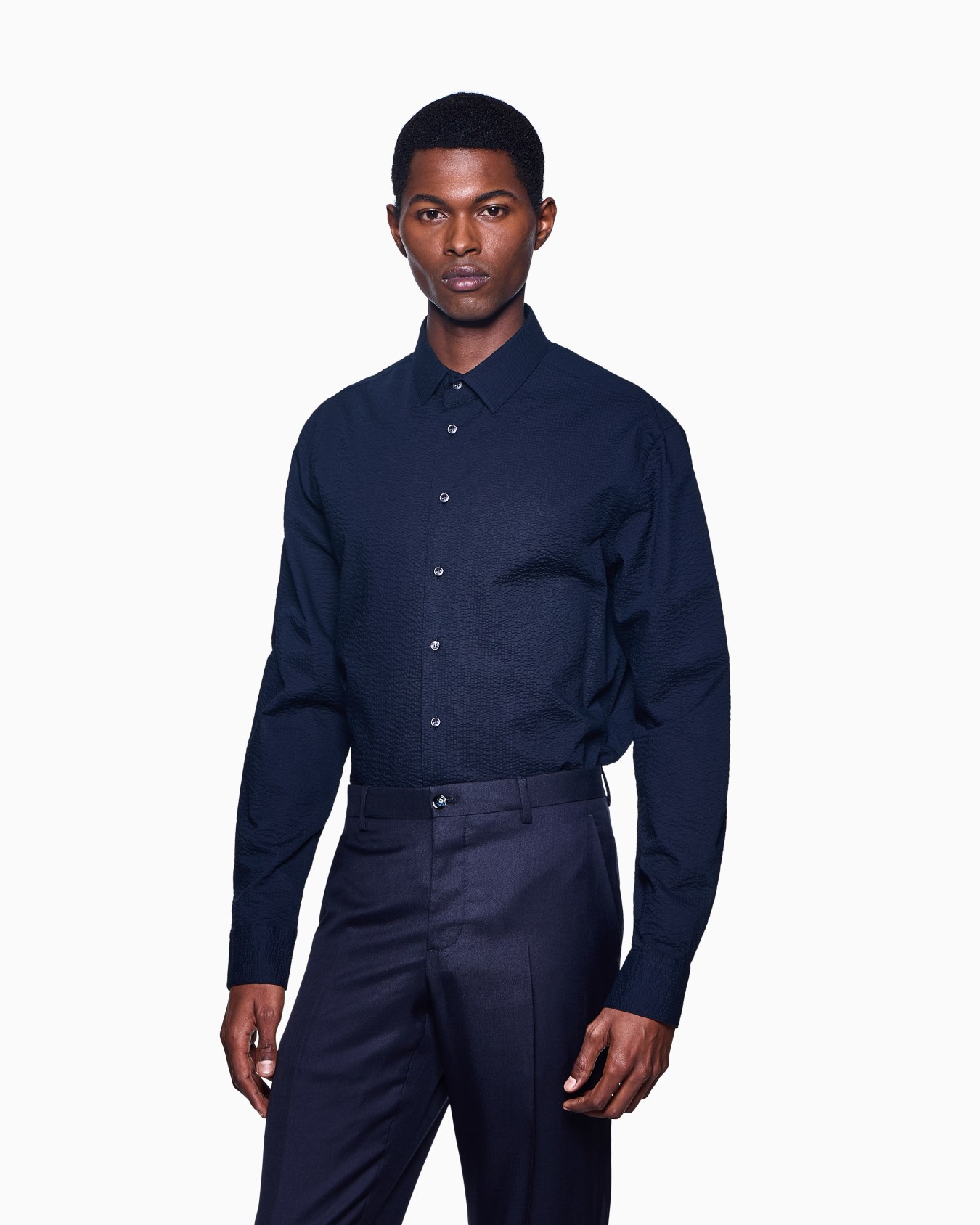 Regular-fit cotton-seersucker shirt Slide 3