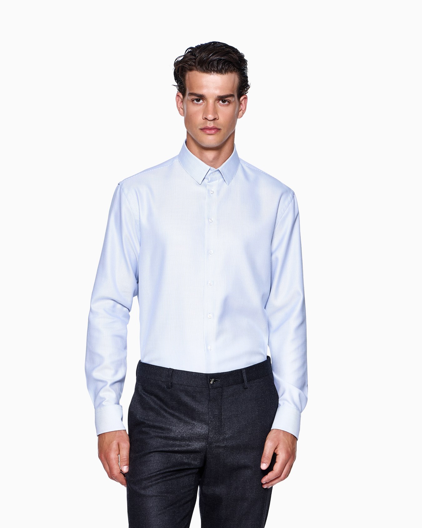 Chemise coupe classique en coton micro-armuré Diapositive 3