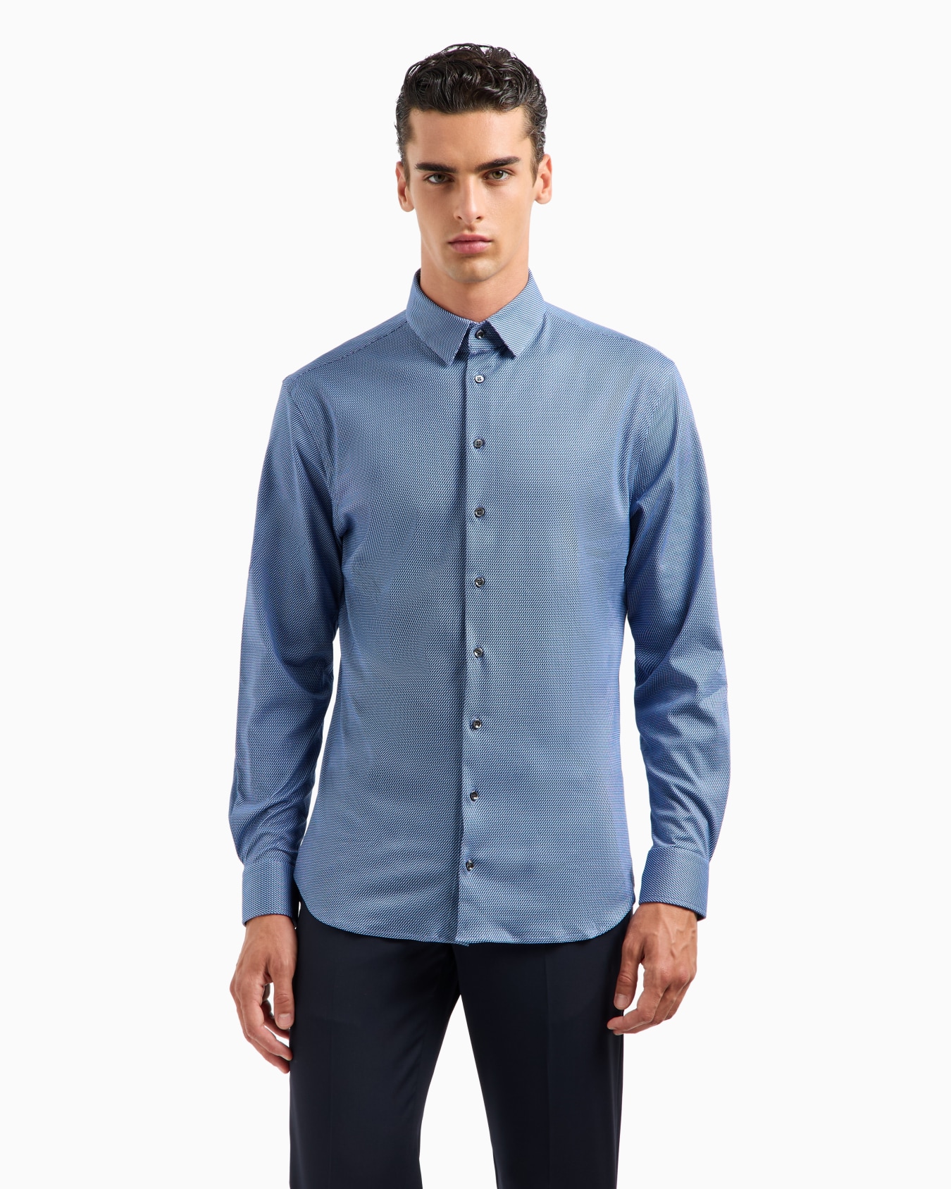 Regular-fit printed stretch-cotton blend shirt Slide 1