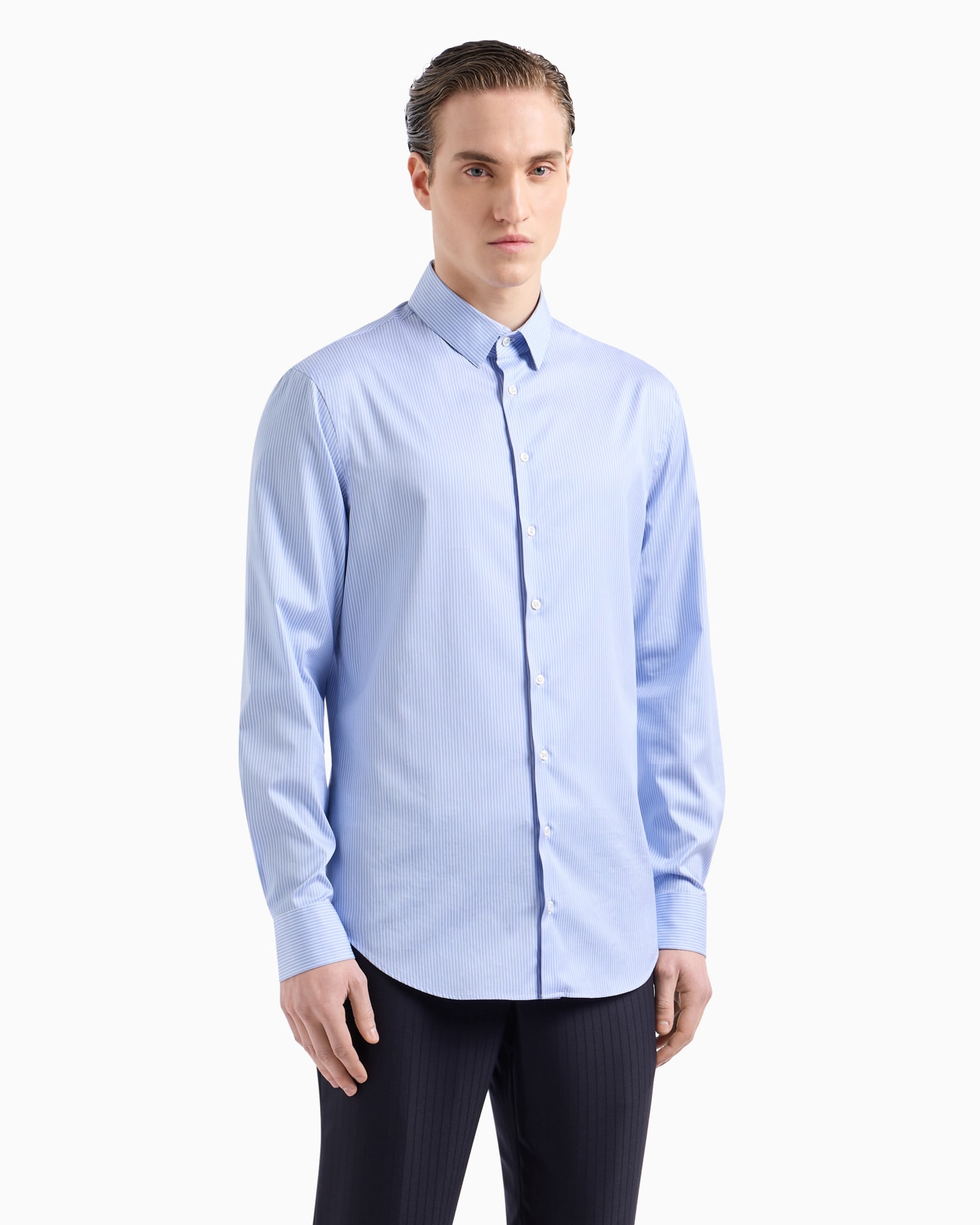 Regular-fit printed cotton and Lyocell shirt Slide 1