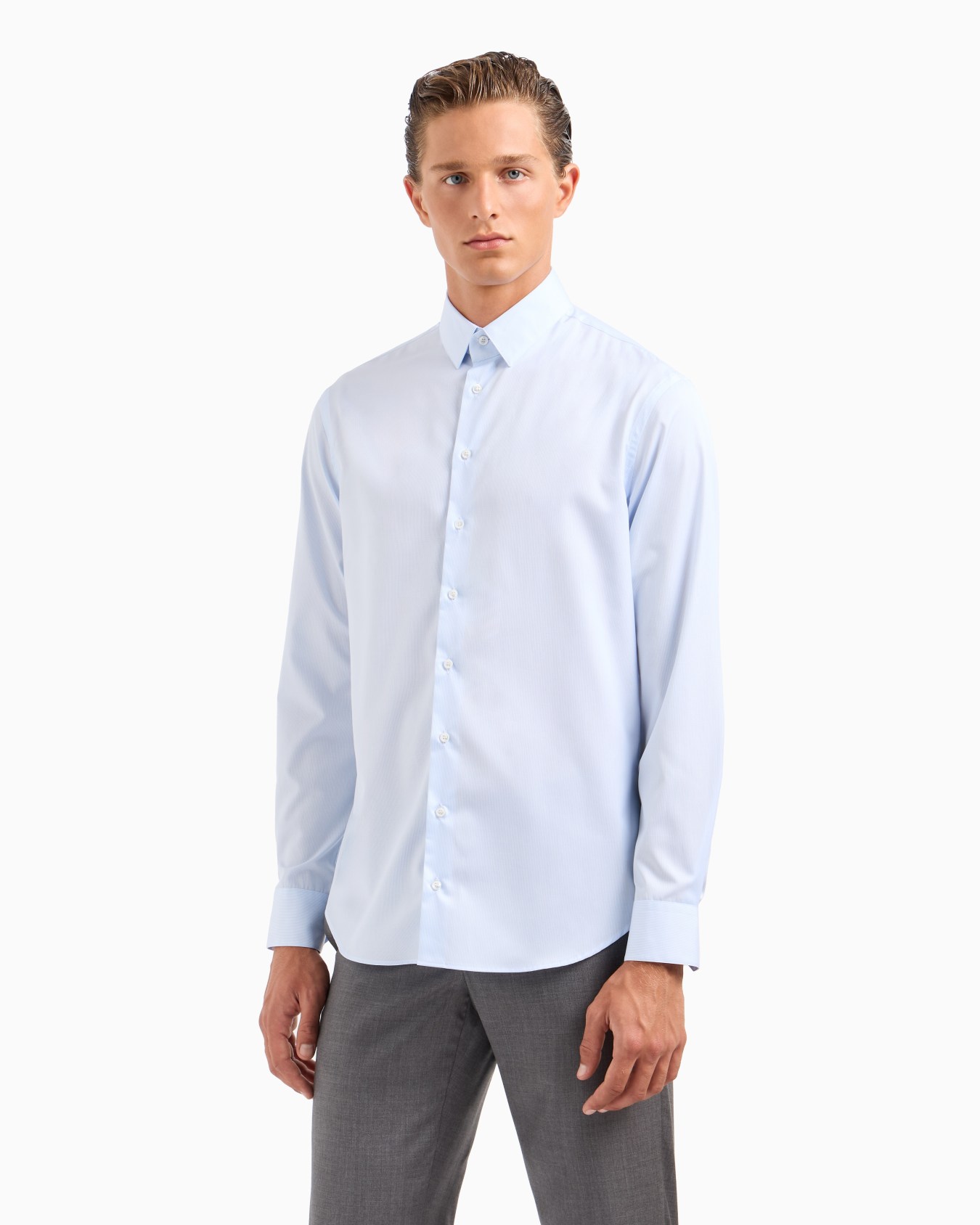 Regular-fit shirt in striped cotton Slide 1