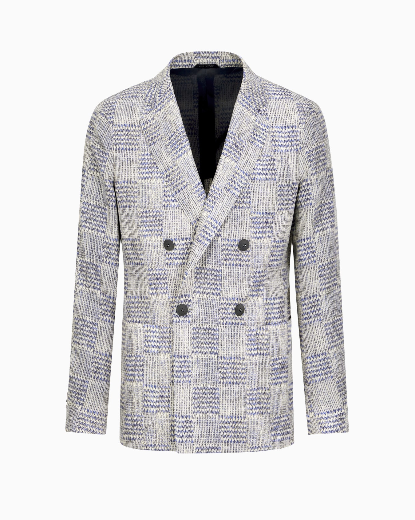 Upton line double-breasted jacket in printed cupro Slide 0