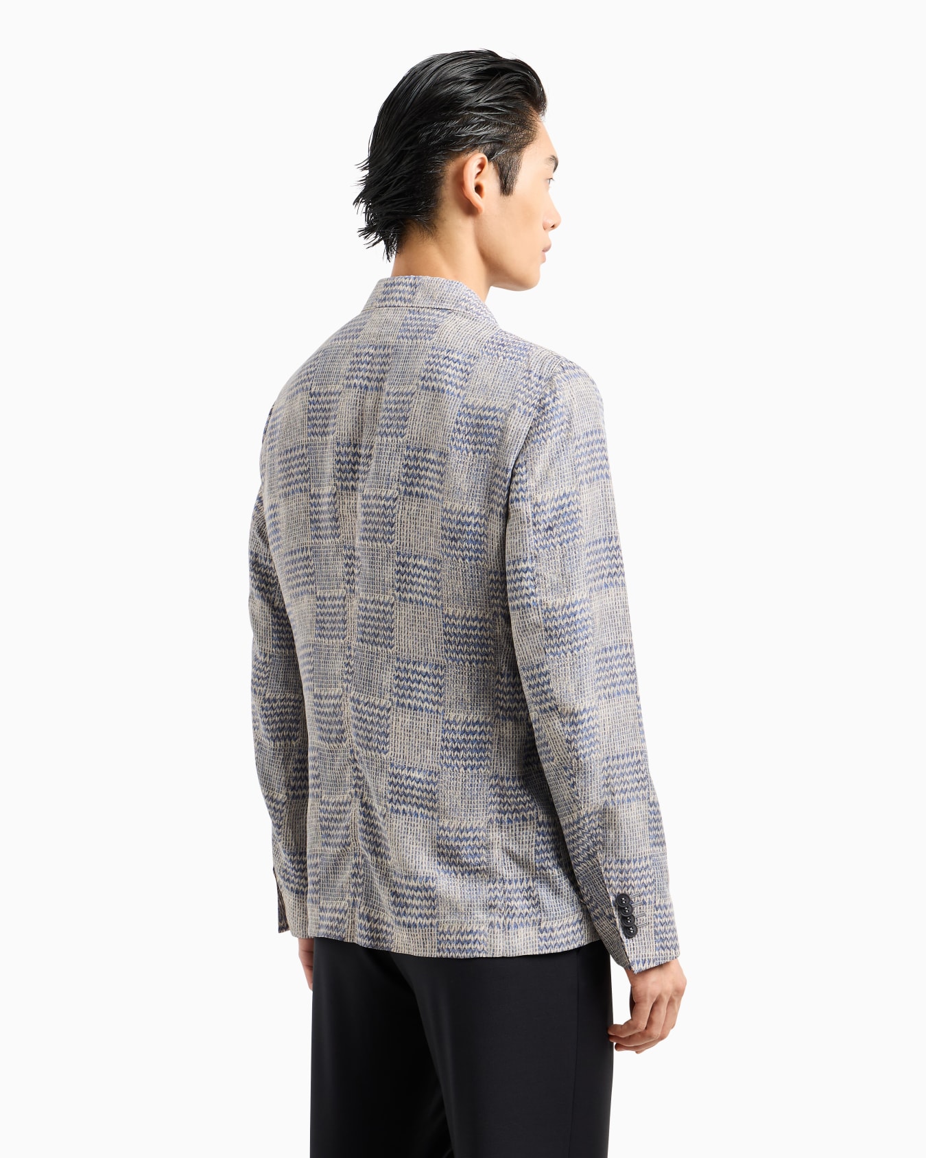 Upton line double-breasted jacket in printed cupro Slide 2