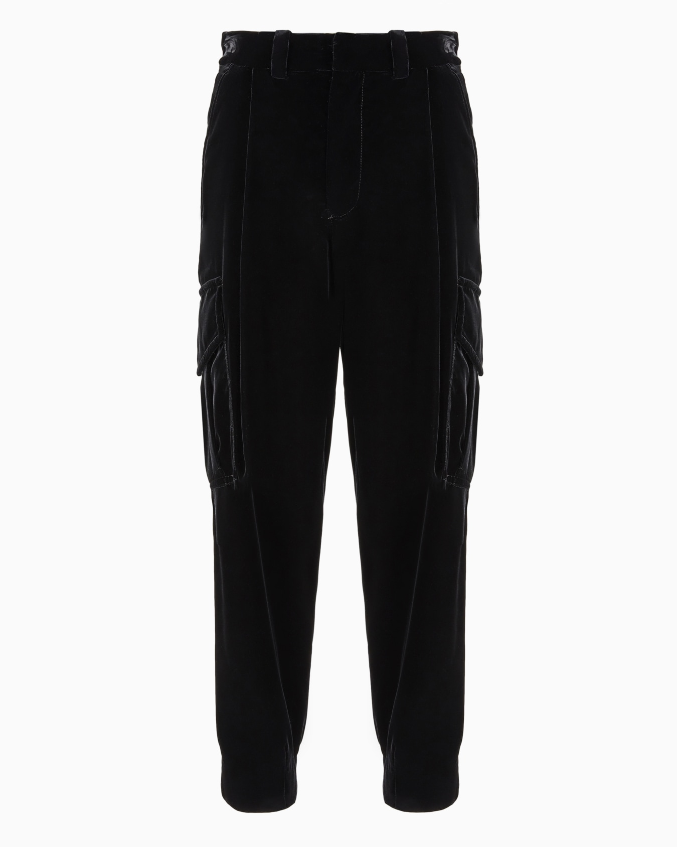 Single-pleat velvet cargo trousers Slide 0