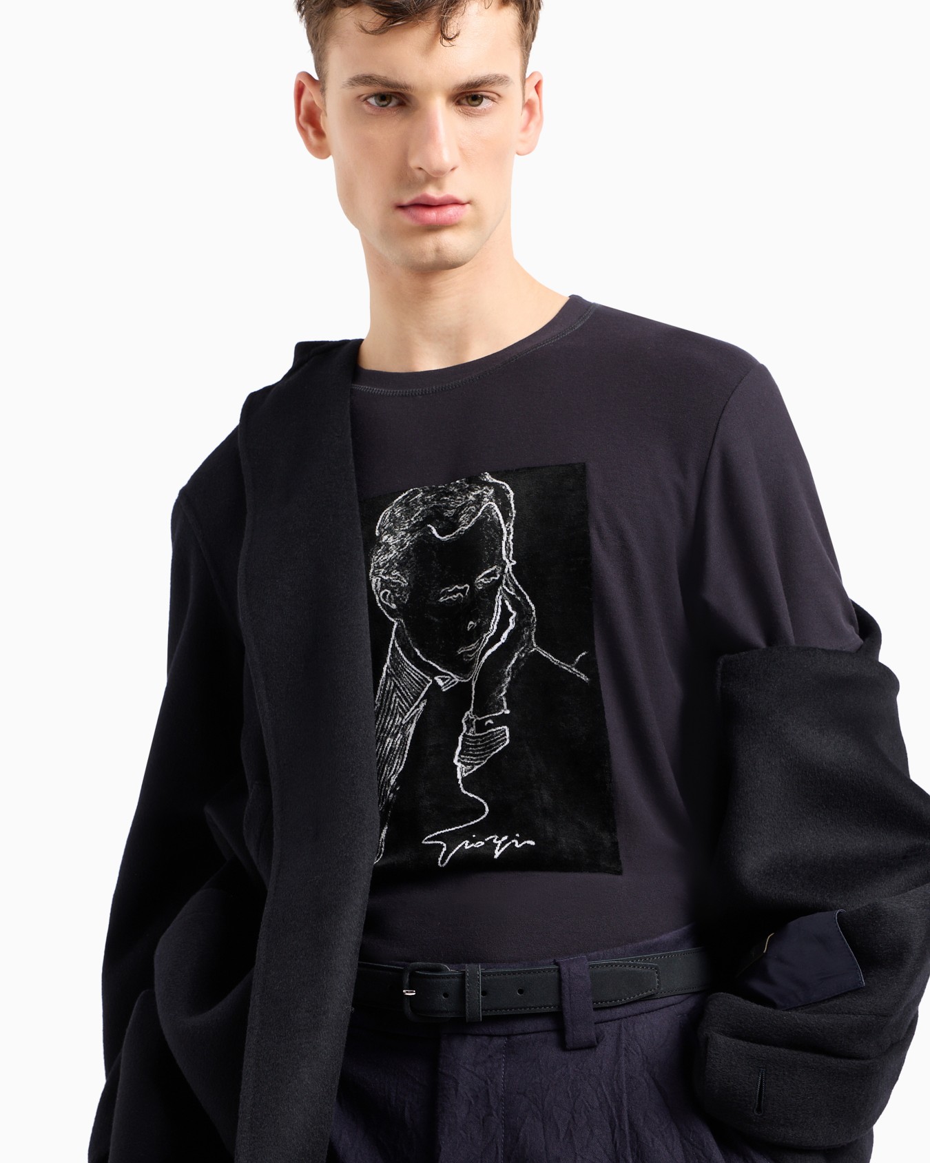 Pantalon cargo à une pince en flanelle de laine effet froissé Diapositive 6
