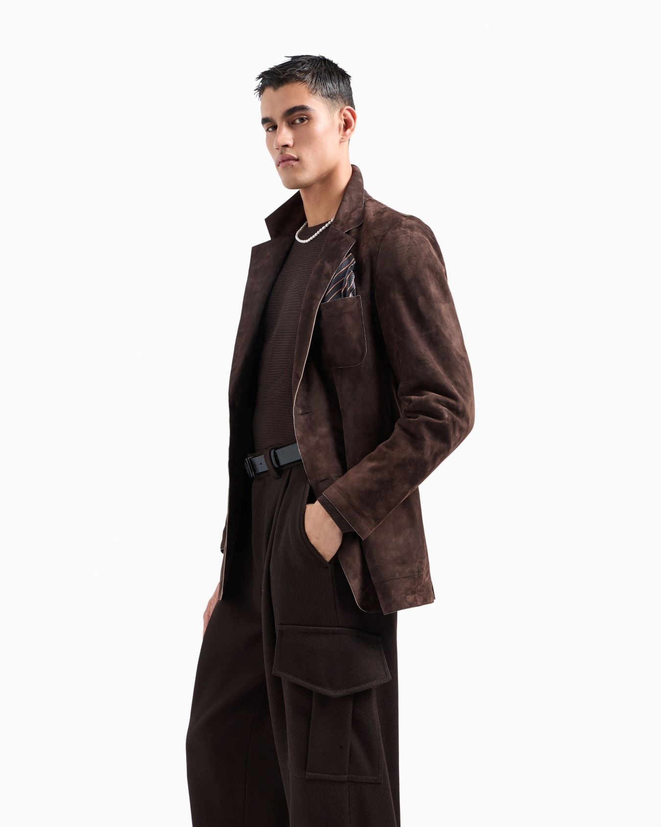 Single-pleat virgin wool cargo trousers Slide 6
