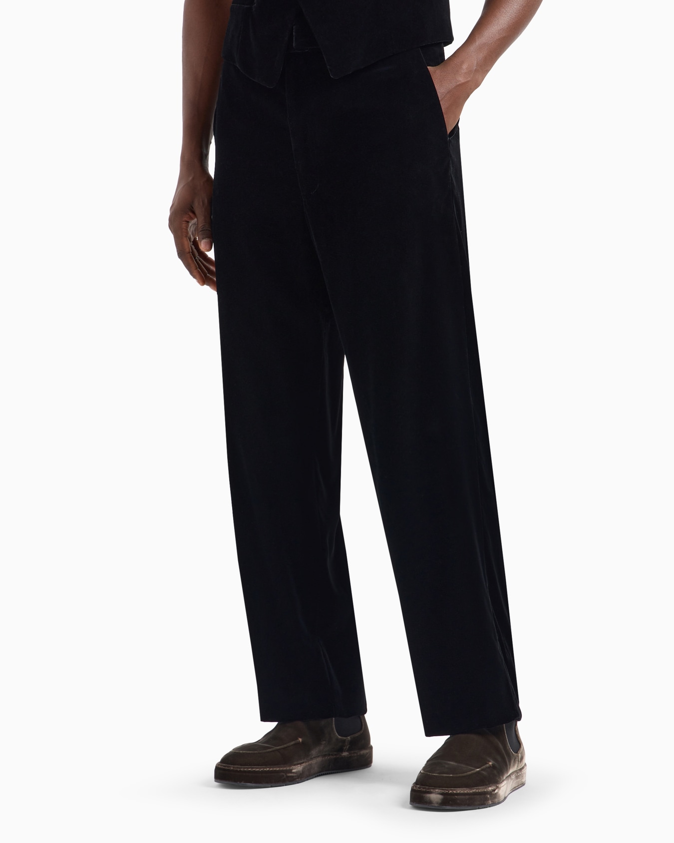 Velvet, flat-front trousers Slide 2