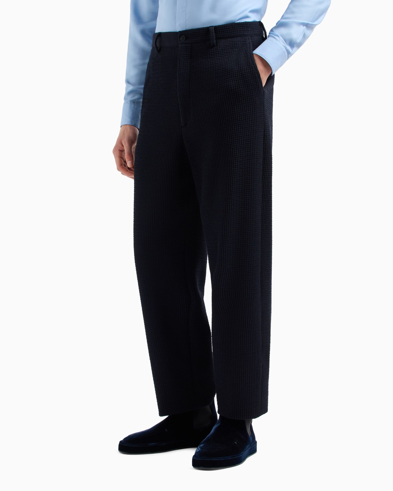 Pantalon sans pinces en jersey de mélange de laine Diapositive 1