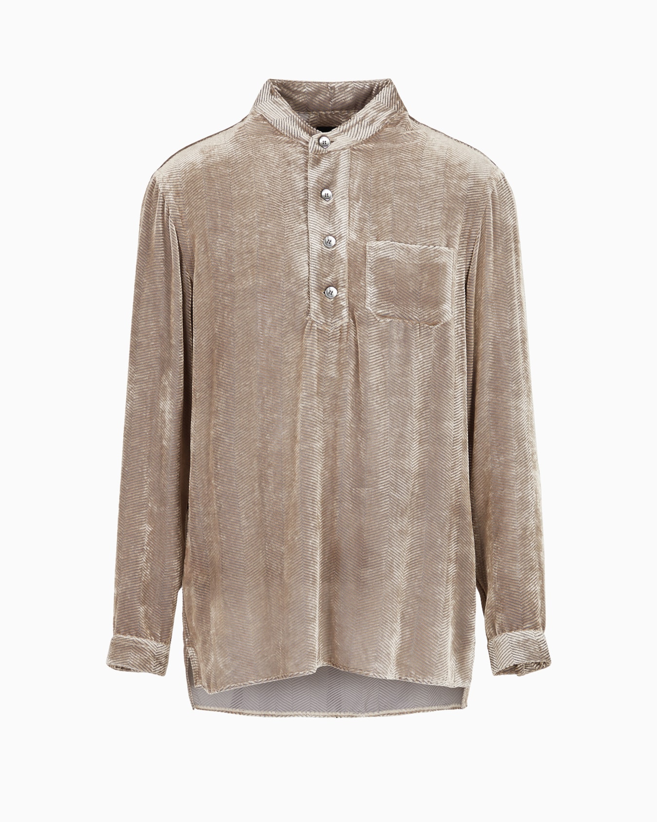 Shirt in devoré velvet with a chevron motif Slide 0