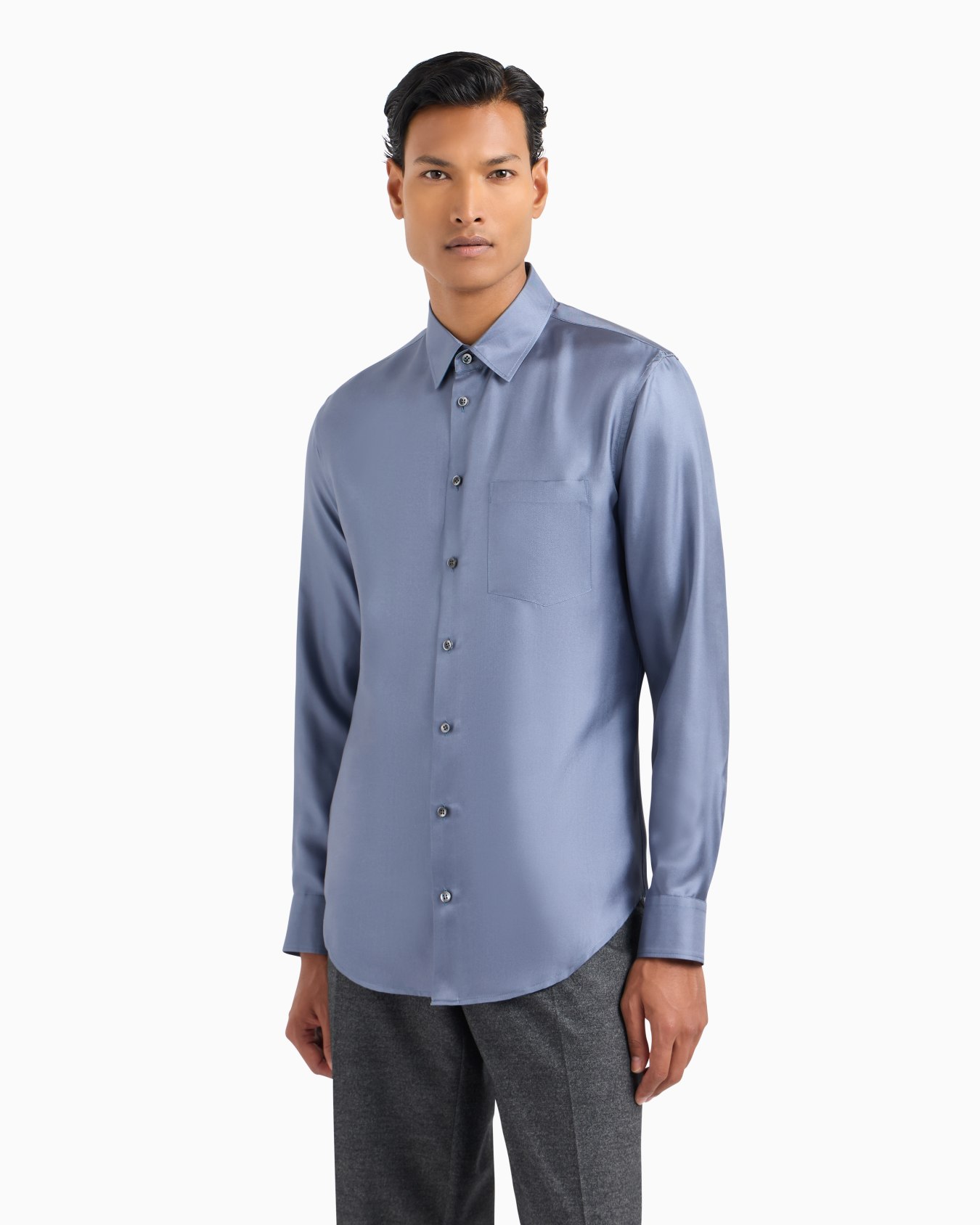 Slim Fit Hemd aus Seiden-Twill Folie 1