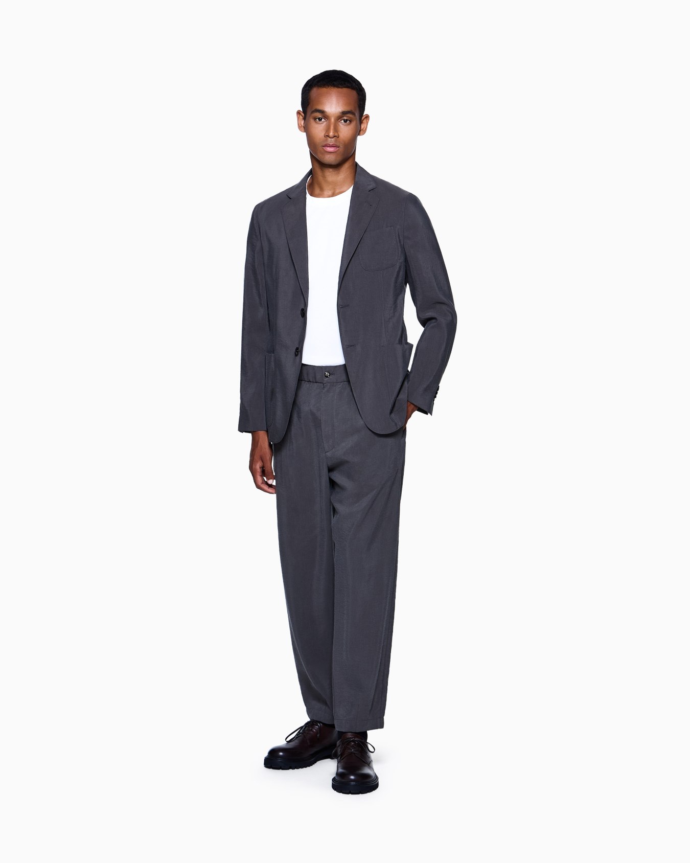Upton Line single-breasted jacket in washed silk Slide 1
