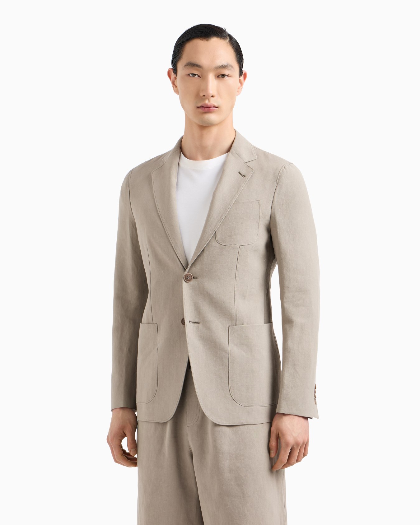Upton Line single-breasted jacket in linen canvas Slide 3